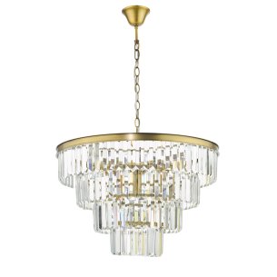Rhapsody 6 Light Chandelier Crystal and Natural Brass