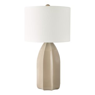 Saundra Table Lamp Taupe Ceramic and Matt Antique Brass With Shade