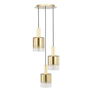 Savannah 3 Light Cluster Pendant Satin Gold and Gold Ombre Glass