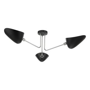 Sebastian 3 Light Semi-Flush Matt Black and Polished Chrome