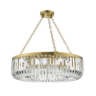 Sigourney 8 Light Pendant Satin Gold and Crystal