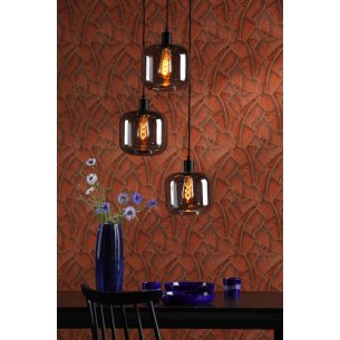 3 Light Cluster Pendant Matt Black and Smoked Glass