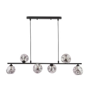 Spiral 6 Light Bar Pendant Matt Black With Closed Organic Smoked Glass