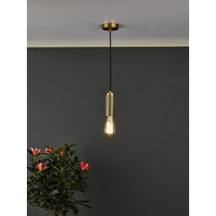 1 Light Knurled Brass E27 Suspension