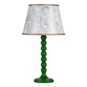 Spool Table Lamp Green With Shade