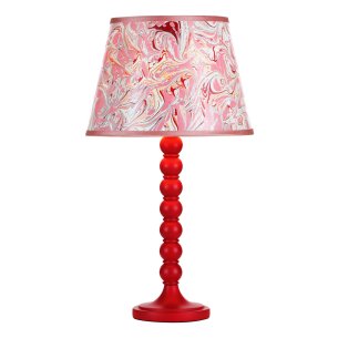 Spool Table Lamp Red With Shade