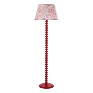 Spool Floor Lamp Red With Shade