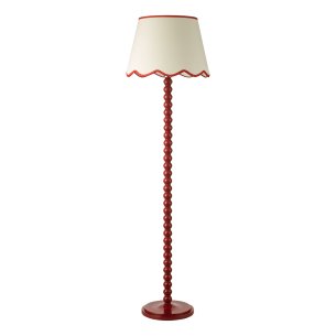 Spool Floor Lamp Red With Shade