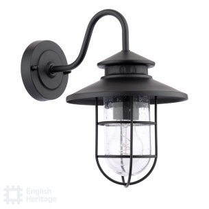Audley End Stables Outdoor Wall Light Matt Black and Glass IP44