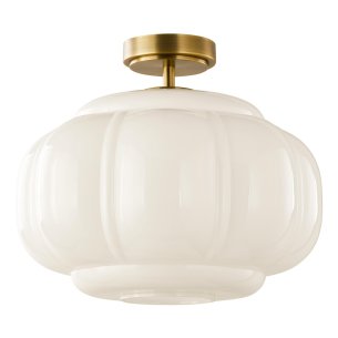 Sumitra Flush Antique Bronze and Opal Glass