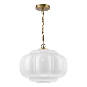 Sumitra Large Pendant Antique Bronze and Opal Glass