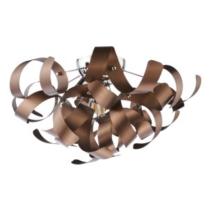 Swash 4 Light Flush Polished Chrome and Brushed Copper