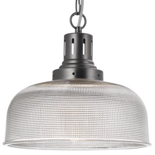 Tack Pendant Industrial Nickel and Textured Glass
