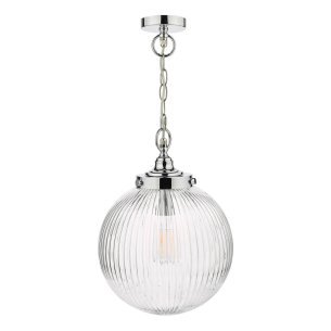 Tamara Bathroom Ceiling Light Polished Chrome and Ribbed Glass IP44