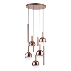 Telis 9 Light Cluster Pendant Matt Bronze and Bronze Ombre Glass LED