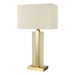 Tokori Table Lamp Alabaster and Brushed Gold With Shade