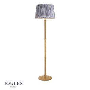 Joules Hardwick Floor Lamp Wood and Matt Antique Brass With Shade