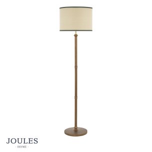Joules Hardwick Floor Lamp Dark Wood and Matt Antique Brass With Shade