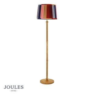 Joules Hardwick Floor Lamp Wood and Matt Antique Brass With Shade