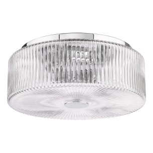 Twyman 4 Light Bathroom Ceiling Light Polished Chrome and Ribbed Glass IP44