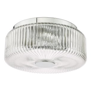 Twyman 3 Light Bathroom Ceiling Light Polished Chrome and Ribbed Glass IP44