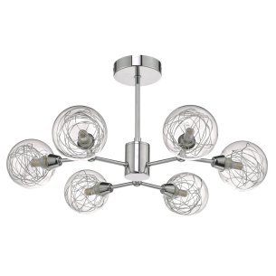 Tyka 6 Light Semi-Flush Polished Chrome and Glass