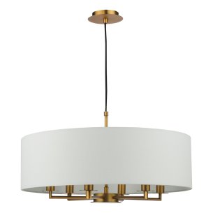 Tyler 6 Light Shadelier Antique Bronze and White With Shade