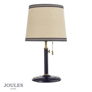 Joules Upton Table Lamp Matt Blue and Matt Antique Brass With Shade