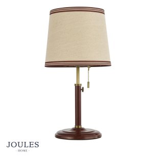 Joules Upton Table Lamp Matt Red and Matt Antique Brass With Shade