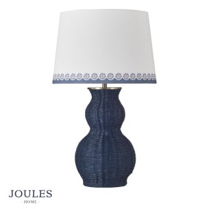 Joules Whitby Table Lamp Matt Blue and Antique Brass With Shade