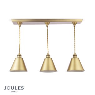 Joules Wollaton 3 Light Bar Pendant Matt Antique Brass and Matt White