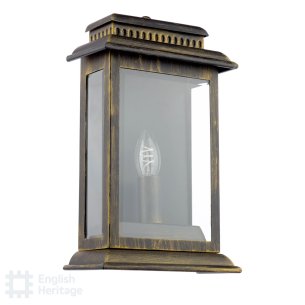 Wrest Park Outdoor Wall Light Hand-brushed Black/Gold and Glass IP44