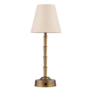 Wyman Table Lamp Antique Bronze With Linen Shade LED