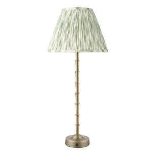 Wyman Rechargeable Table Lamp Matt Antique Brass With Shade LED