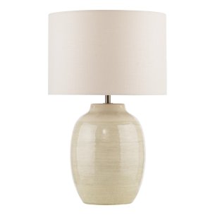 Amsara Table Lamp Cream Ceramic and Antique Brass With Shade