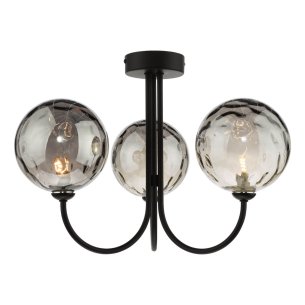 Jared 3 Light Semi Flush Matt Black Fitting Only