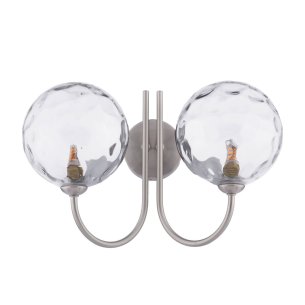 Jared 2 Light Wall Light Satin Nickel With Clear Dimpled Glass