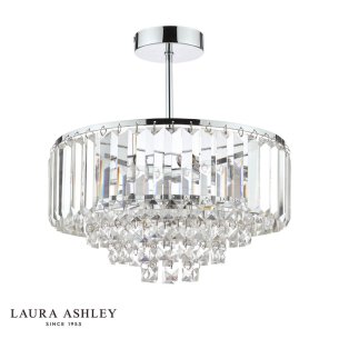 Laura Ashley Vienna 3lt Semi Flush Crystal & Polished Chrome 