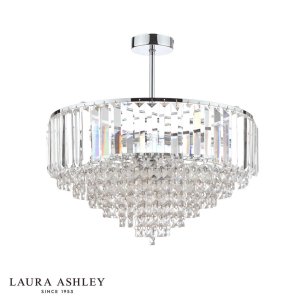 Laura Ashley Vienna 5 Light Semi-Flush Crystal and Polished Chrome