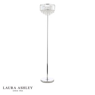 Laura Ashley Vienna 3 Light Floor Lamp Polished Chrome and Crystal