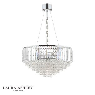 Laura Ashley Vienna 9 Light Chandelier Crystal and Polished Chrome
