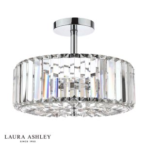 Laura Ashley Fernhurst 3 Light Semi-Flush Crystal and Polished Chrome