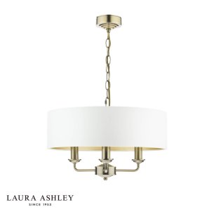 Laura Ashley Sorrento 3 Light Shadelier Antique Brass and Ivory With Shade