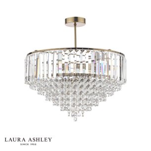 Laura Ashley Vienna 5 Light Semi-Flush Crystal and Antique Brass