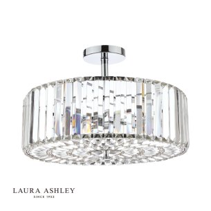 Laura Ashley Fernhurst 4 Light Semi-Flush Crystal and Polished Chrome