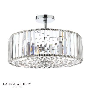 Laura Ashley Fernhurst 4 Light Semi-Flush Crystal and Polished Chrome