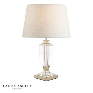 Laura Ashley Carson Table Lamp Polished Nickel and Crystal Base Only