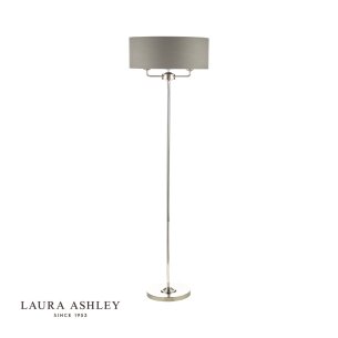 Laura Ashley Sorrento 3 Light Floor Lamp Polished Nickel With Charcoal Shade