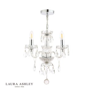 Laura Ashley Harriet 3 Light Chandelier Ribbed Glass and Polished Chrome