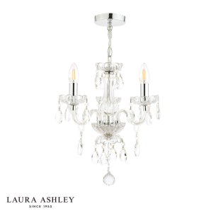Laura Ashley Harriet 3 Light Chandelier Ribbed Glass and Polished Chrome